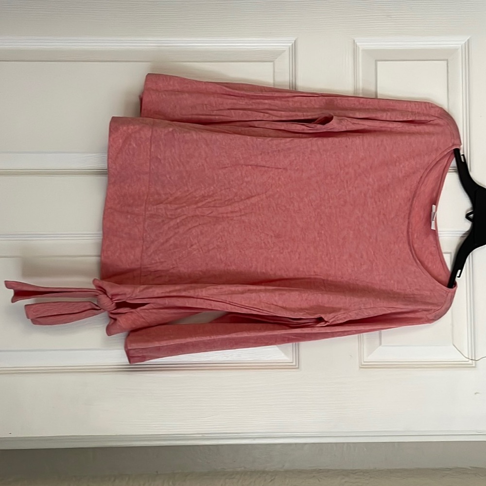 J. Jill top. Pink, long sleeved, pink top with a cute tie at the hip. Worn twice